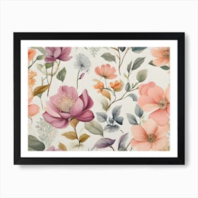 Watercolor Floral Pattern Art Print