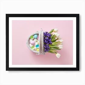 Easter Basket With Flowers 1 Art Print