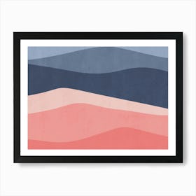 Pink And Blue Waves Art Print