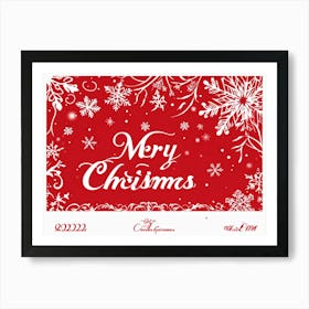 Calligraphic Christmas Greeting Card Featuring Ornate Cursive Script With Hand Drawn Lettering Of Art Print