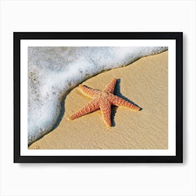 Orange Starfish On Beach Art Print