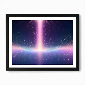 A Glowing Pink Light Beam Erupting From A Sparkling Surface, Creating A Dynamic And Cosmic Scene Art Print