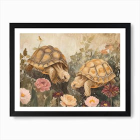 Floral Animal Illustration Turtle Art Print