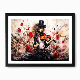 Witches And Music Movement 9 - Violin Girl With Roses Art Print