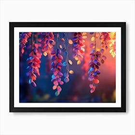 Elegant Colorful with Vibrant Flower Hanging Branches Illustration 5 Poster