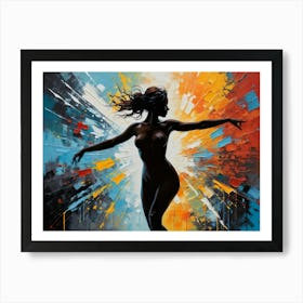 Oil Painting Silhouette dancing naked Woman Dancing abstract background #4 Art Print