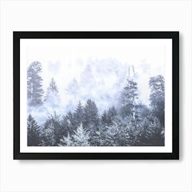 Redwood Forest Fog Blue - National Park Photo Art Print