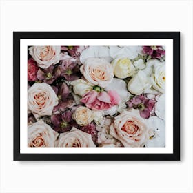 The Pink Pastel Flowers And Roses Bouquet Art Print