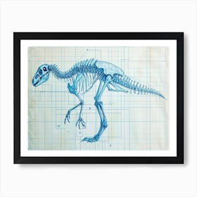 Parasaurolophus Skeleton Hand Drawn Blueprint 1 Art Print