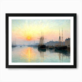 Sunrise At The Port Art Print