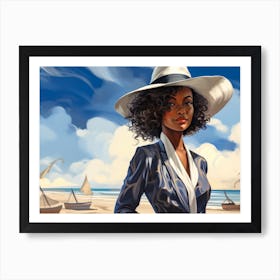 Illustration of an African American woman at the beach 68 Art Print