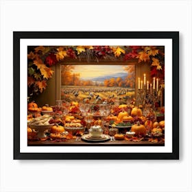 An Upbeat Thanksgiving Promotion Captured In A Spectacle Of Lavish Autumnal Embellishments Surroun (1) Art Print