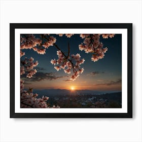 Cherry Blossoms At Sunset Art Print