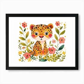 Little Floral Jaguar 1 Art Print