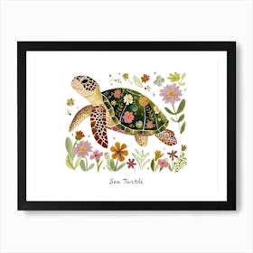 Little Floral Sea Turtle 1 Poster Poster