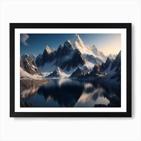 Spectacular Mountain Range With Interconnected Peaks Art Print