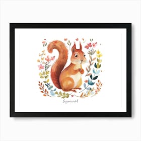 Little Floral Squirrel 4 Poster Art Print