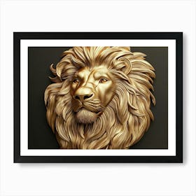 Golden Lion Head Art Print