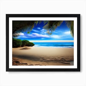 Beach With Palm Trees 7 Art Print