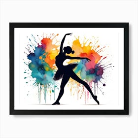 Silhouette of ballerina ballet dance - Watercolor painting #6 Art Print