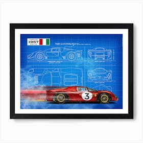 Ferrari 330 P4, Blueprint Art Print