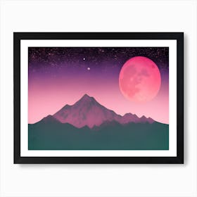 Full Moon Over Mountains Art Print