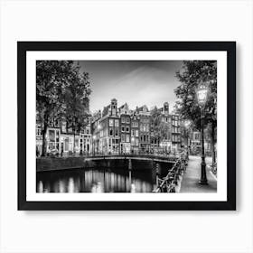 Amsterdam Idyllic Impression From Singel Bw Art Print