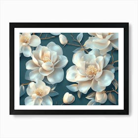 Abstract Background Of 3d Magnolia Flowers 3 Art Print