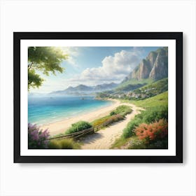 Serene Beach Landscape - A Tranquil Piece for Your Space Art Print