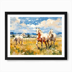 Horses Painting In Montana, Usa, Landscape 4 Art Print