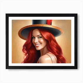 Red Haired Smiling Woman Art Print