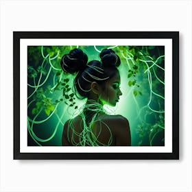 Green Woman In The Forest Art Print