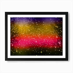 Yellow Green, Red, Orange, Blue Shining Star Background Art Print