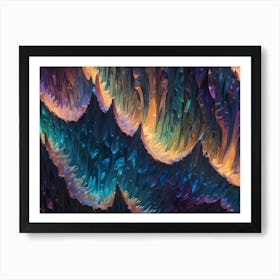 A Close Up Of A Textured, Abstract Surface With Swirling Patterns In Shades Of Blue, Purple, And Orange, Resembling A Wave Or A Mountain Range Art Print