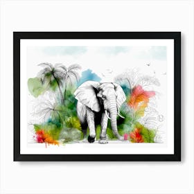 Elefant In The Forest 1 Art Print