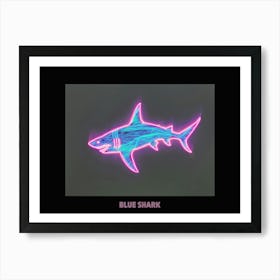 Neon Pink Blue Shark Poster 4 Art Print