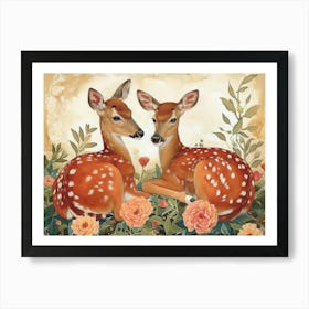 Floral Animal Illustration Deer 11 Art Print