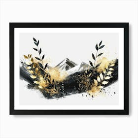 Gold And Black Abstract Painting 83 Art Print