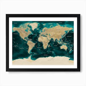 Detailed political world map Art Print