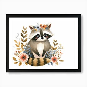 Little Floral Raccoon 3 Art Print