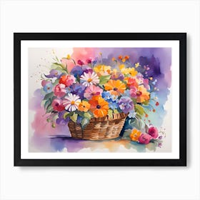 Flowers In A Basket Art Print