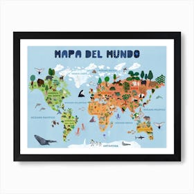 World Map Spanish Art Print