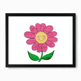 Smiling pink flower Art Print