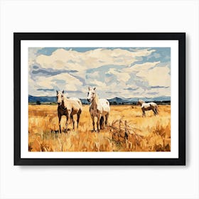 Horses Painting In Wyoming, Usa, Landscape 1 Art Print