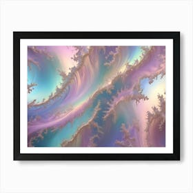 Abstract Image Of Swirling, Iridescent Clouds In Shades Of Purple, Blue, And Pink, With A Hint Of Gold Glitter, Creating A Dreamy, Ethereal Effect Art Print