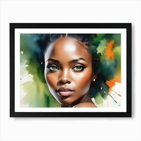 A Painting Of A Beautiful Woman With Green Eyes Art Print