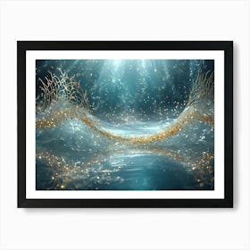 Sparkling golden waves in the sea 15 Art Print