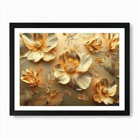 Gold Flowers 18 Art Print