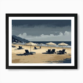 Beach Chairs On The Sand hamptons Art Print