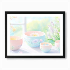 Flower Bowls Art Print